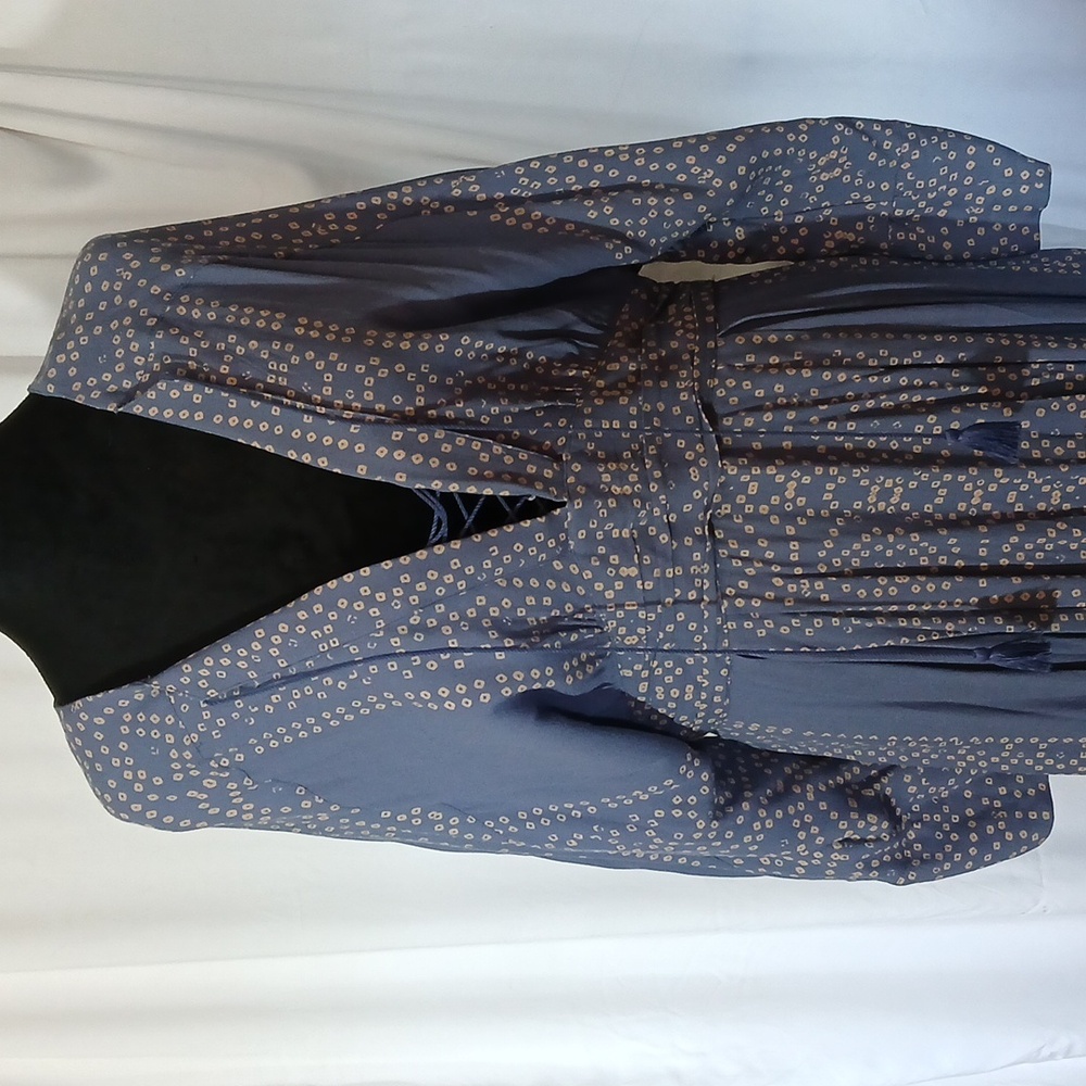 💙 Rare Free People Moroccan Print Kaftan Dress | Size 12 | Boho Gypsy Vibes - Picture 4 of 12